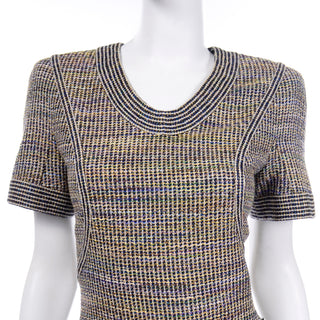 Chanel Spring Summer 2015 Multicolored Tweed short sleeve Dress