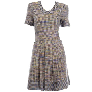 Chanel Spring Summer 2015 Multicolored Tweed Dress lined in silk logo camellia