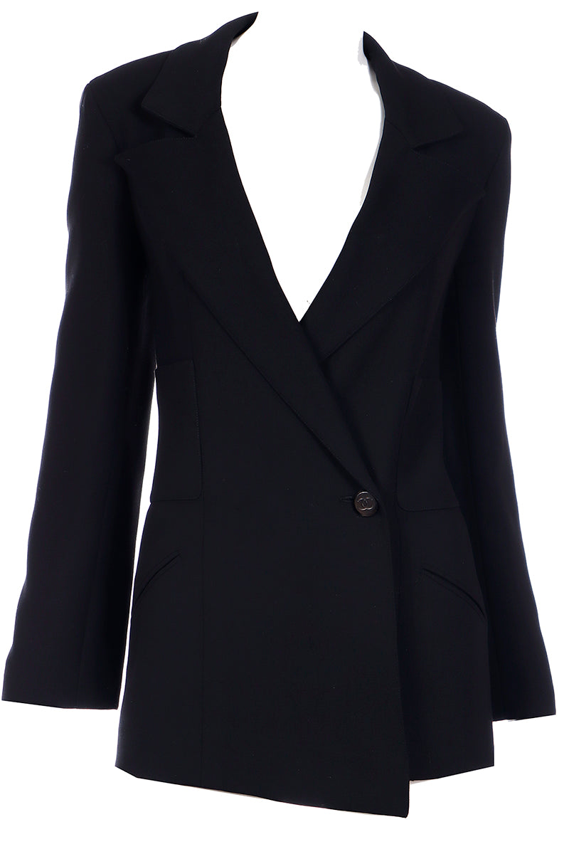 Used Chanel Black Vintage Asymmetric Two-Piece Suit