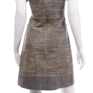 Chanel Spring Summer 2015 Multicolored Tweed short sleeve day Dress