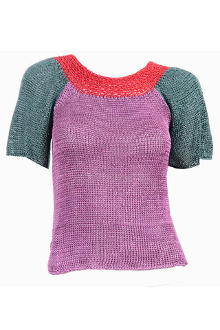 Charles Jourdan color block ribbon knit vintage top