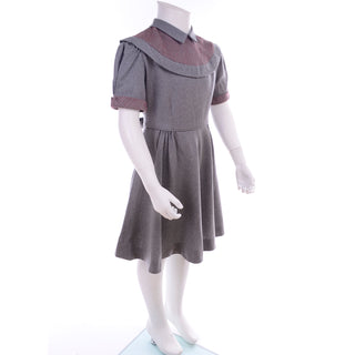Gray & Red Wool Vintage 1950s Childs Dress by Gail Berk 