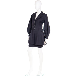 1980s Numbered Christian Dior Boutique Vintage Peplum Jacket & Skirt Suit 