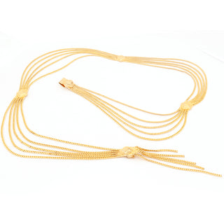 Vintage 1980s Christian Dior Multi Strand Gold Chain Medallion Belt or Necklace Signed