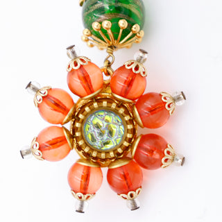 1990s Christian Lacroix Vintage Colorful Resin Drop Statement Earrings Flower