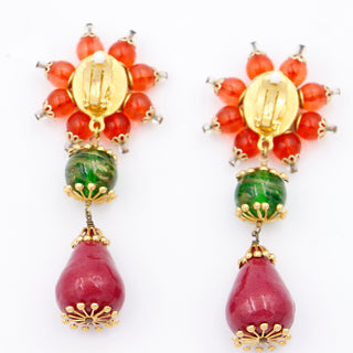 Colorful 1990s Christian Lacroix Vintage Signed Resin Drop Statement Earrings