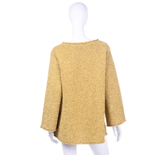 1980s Vintage Claude Montana Gold Shimmer Pullover Top Miss Deanna Knitwear