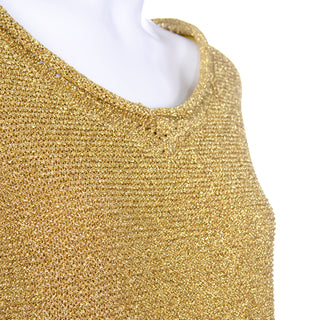 Vintage Claude Montana Gold Shimmer Pullover Miss Deanna Top 1980s Knitwear designer