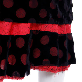 1990s Comme des Garcons Silk Blend Black Skirt W Red Polka Dots Rei Kawakubo designer