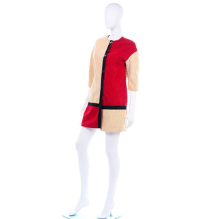 Vintage Colorblock Corduroy Mini Day Dress or Jacket