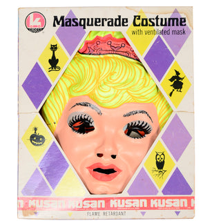 Kusan Halco Vintage Childs Halloween Costume Mini Queen With Mask in Box 1960s