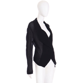 $1290 2000s Yves Saint Laurent Stefano Pilati Deadstock Sheer Black Jacket Top