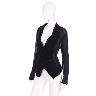 2000s Yves Saint Laurent Stefano Pilati Deadstock Sheer Black Jacket Top $1290 original price
