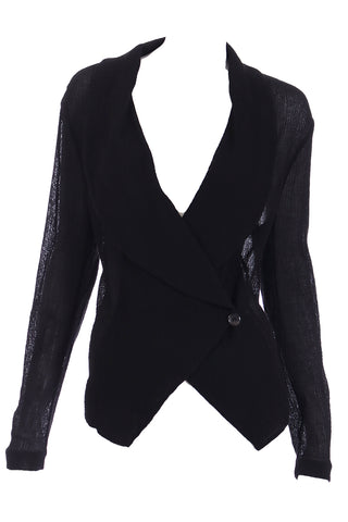 2000s Yves Saint Laurent Stefano Pilati Deadstock Sheer Black Jacket Top