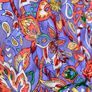 Diane Freis Vintage Bold Colorful Mixed Pattern Print 1980s Beaded Dress beadwork