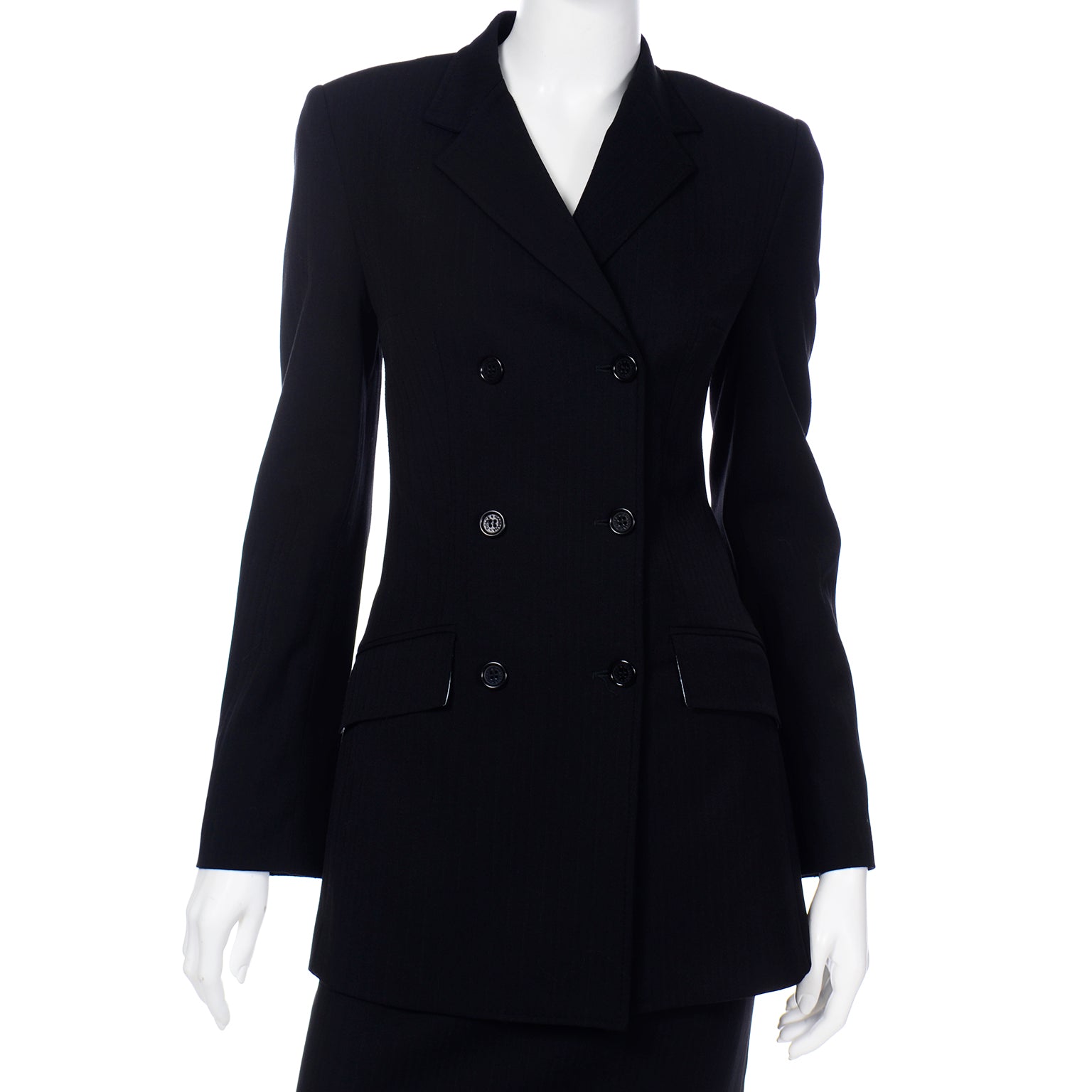 Vintage Dolce & Gabbana Black Pinstripe Jacket & Skirt Suit – Modig