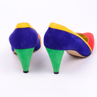 Vintage Escada Colorblock Red Blue Green and Yellow Shoes pumps