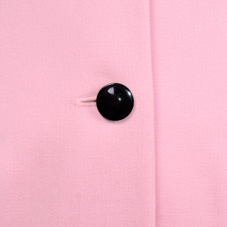 Margaretha Ley Escada Vintage Pink Longline Blazer Jacket shiny black buttons