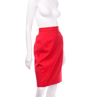 Vintage Margareta Ley Escada Red Pinstripe Pencil Skirt M