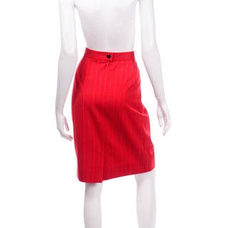 Vintage Margareta Ley Escada Red Pinstripe Pencil Skirt classic