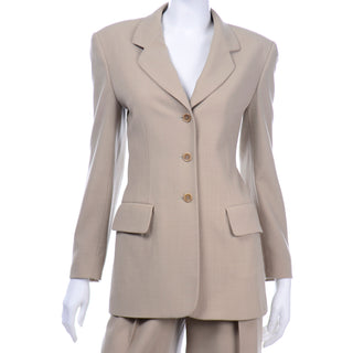 Escada Margaretha Ley Vintage Wool Blend Pants & Jacket Suit Longline Blazer & Trousers