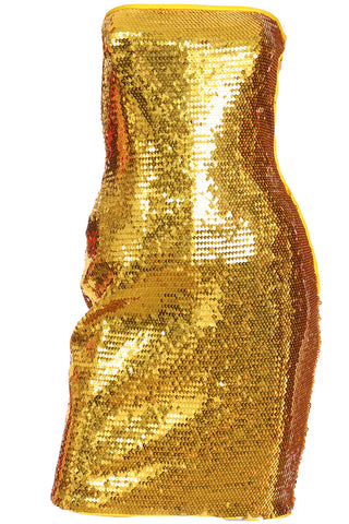 1990s Escada Margaretha Ley Gold Sequin Strapless Evening Dress