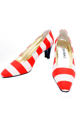 Escada Vintage Red and White Striped pumps