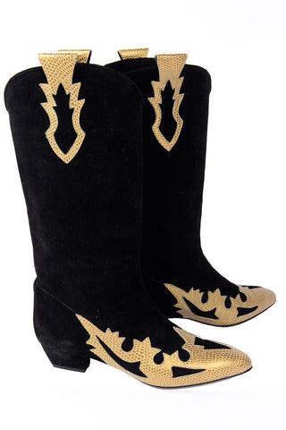 Vintage Escada Snakeskin Leather Cowboy Western Style Boots