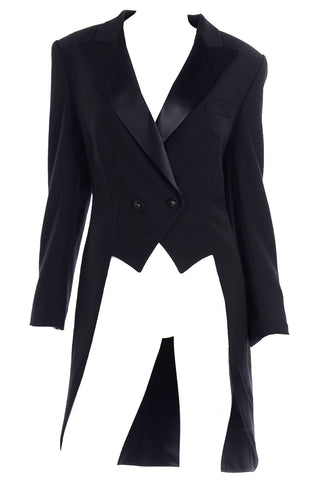 Vintage Escada Margaretha Ley Black Wool Tuxedo Jacket Coat