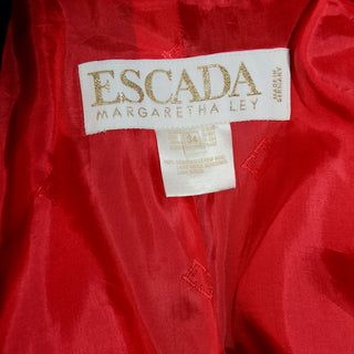 As New Size 34 Margaretha Ley for Escada Vintage 1980s Dark Navy & Red Blazer Jacket