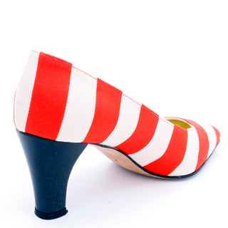 Escada Vintage Red and White Striped pumps 7b