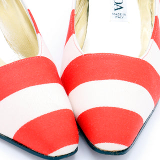 Size 7 Escada Vintage Red and White Striped pumps
