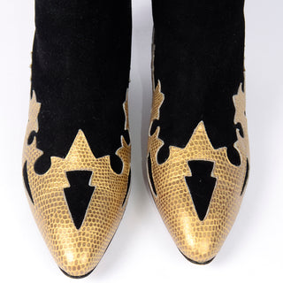 Vintage Escada Snakeskin Leather Cowboy Western Style Boots  37.5 New