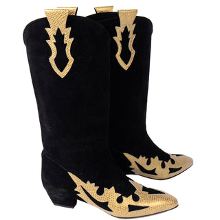 Vintage Escada Snakeskin Leather Cowboy Western Style Boots  size 37.5