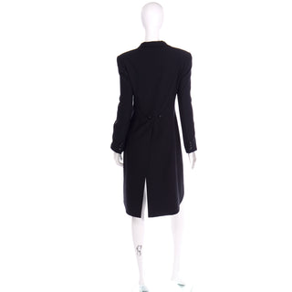 80s Vintage Escada Margaretha Ley Black Wool Tuxedo Jacket Coat