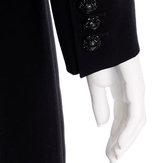 Vintage Escada Margaretha Ley Black Wool Tuxedo Jacket Coat M