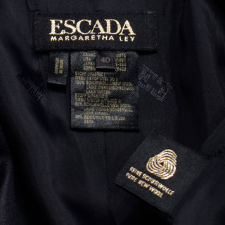 Vintage Escada Margaretha Ley Black Wool Tuxedo Jacket Coat size 40