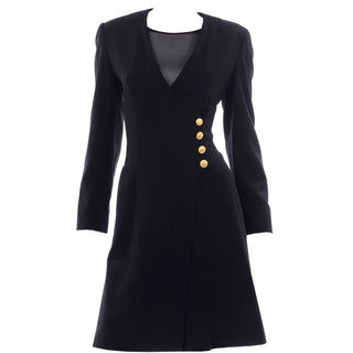 Black Wool Escada Couture Vintage Romper Day Dress alternative Margaretha Ley rare