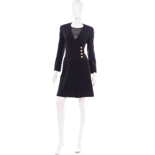 Black Wool Escada Couture Vintage Romper Day Dress alternative
