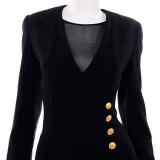 Black Wool Escada Couture Vintage Romper Day Dress alternative Sheer top