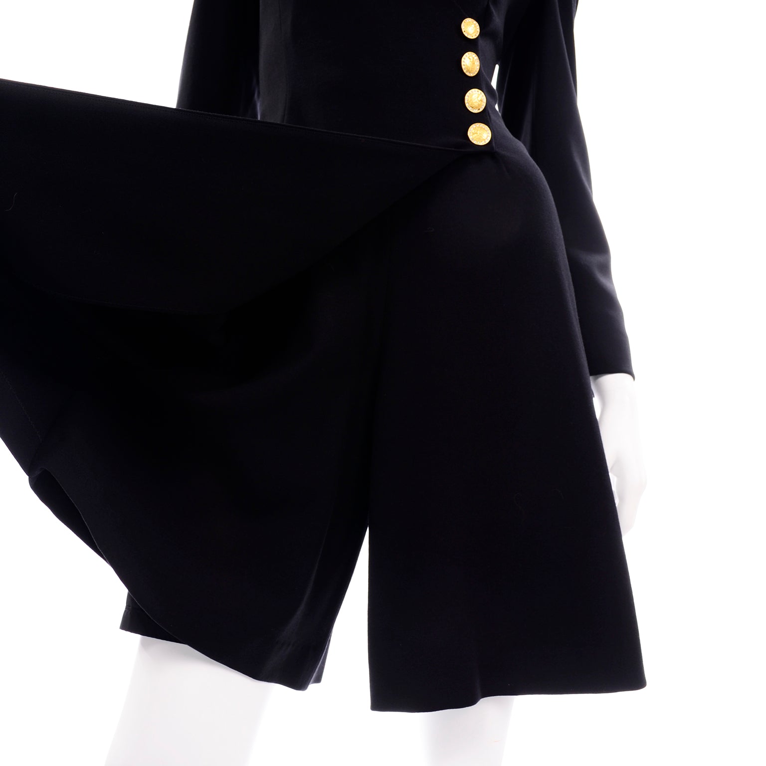 Black Wool Escada Couture Vintage Romper Day Dress Alternative – Modig