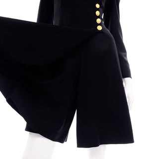 Black Wool Escada Couture Vintage Romper Day Dress alternative Margaretha Ley