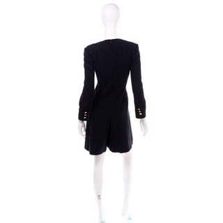 Unique Black Wool Escada Couture Vintage Romper Day Dress alternative