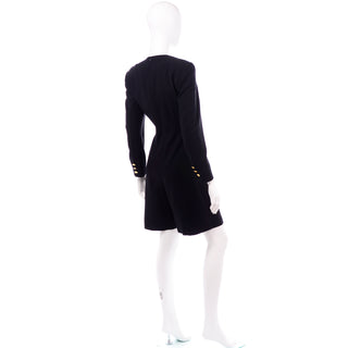 Rare Black Wool Escada Couture Vintage Romper Day Dress alternative