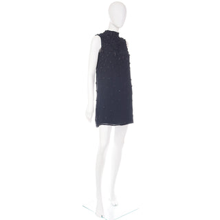 Vintage 1990s Fendi Silk Babydoll Beaded Mini Dress 