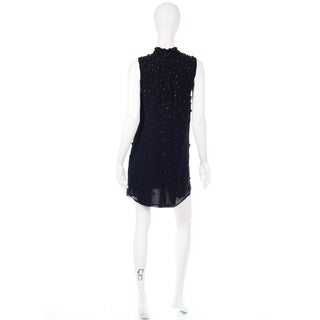 Vintage 1990s Fendi Karl Lagerfeld Silk Babydoll Beaded Dress