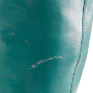 1970s French Vintage Green Thigh High Stretch Leather Boots 6 VG