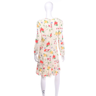 Colorful Vintage Galant Cream Floral Silk Jersey Dress