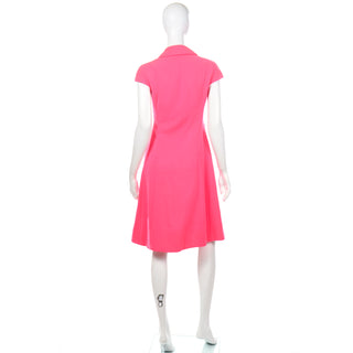 1960s Geoffrey Beene Salmon Pink Dress W Rhinestone Buttons