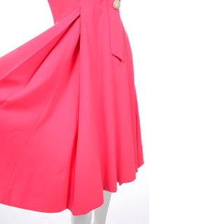 1960s Geoffrey Beene Salmon Pink Dress W Rhinestone Buttons